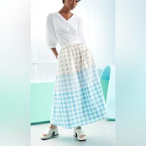 MING WANG Gingham Maxi Skirt